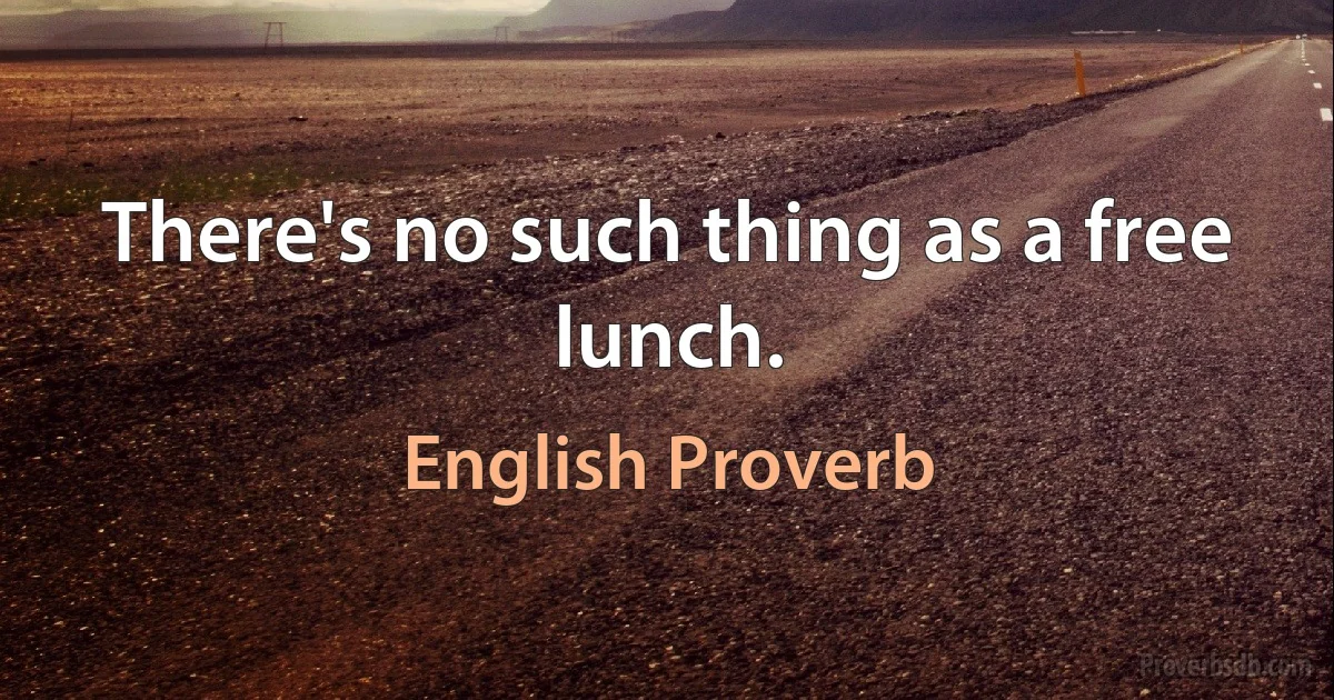 There's no such thing as a free lunch. (English Proverb)