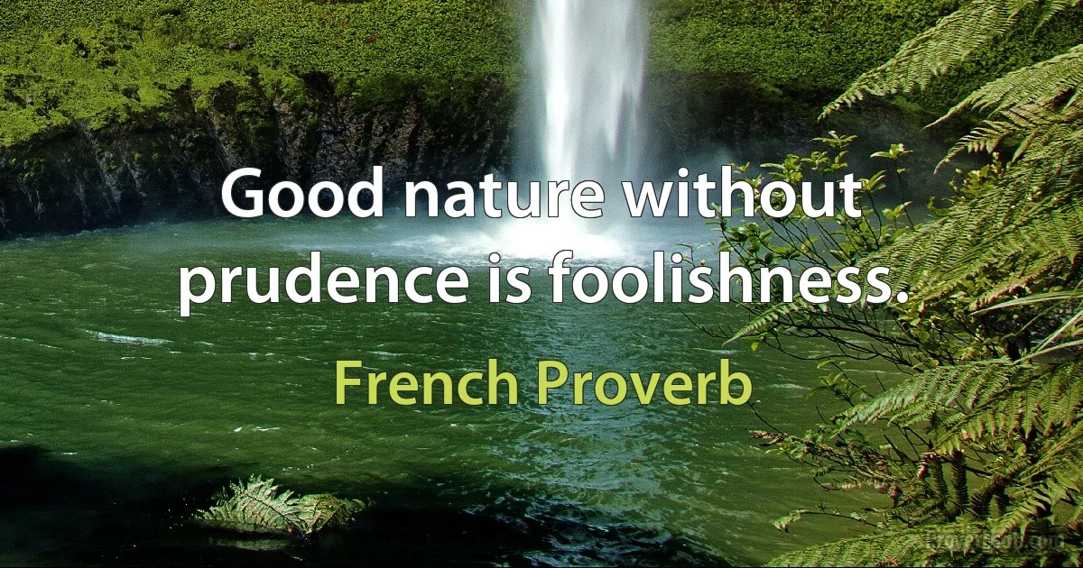 Good nature without prudence is foolishness. (French Proverb)