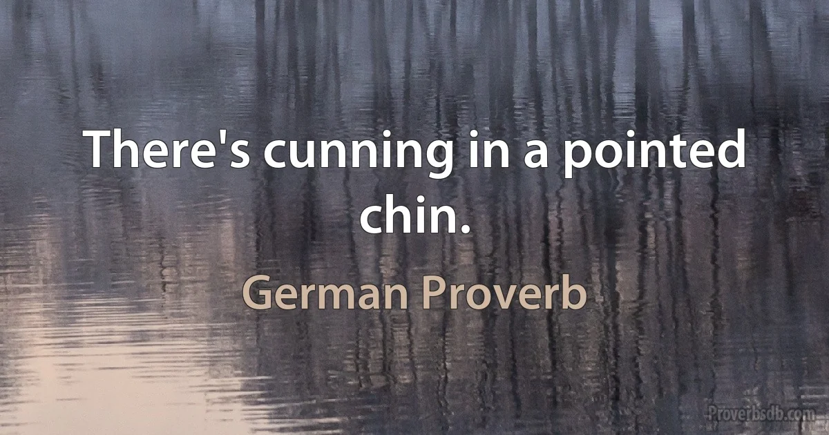 There's cunning in a pointed chin. (German Proverb)