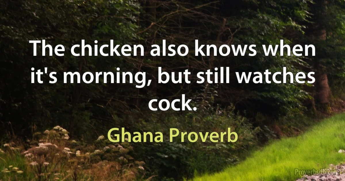 The chicken also knows when it's morning, but still watches cock. (Ghana Proverb)