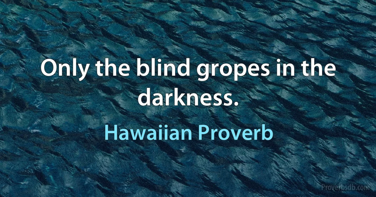 Only the blind gropes in the darkness. (Hawaiian Proverb)