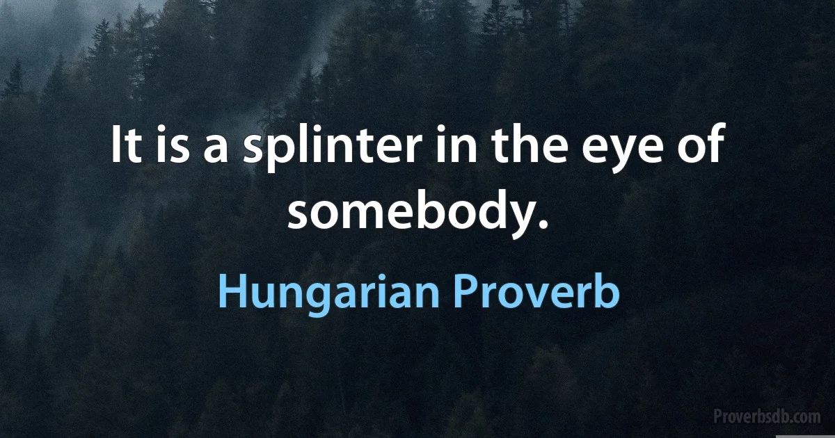 It is a splinter in the eye of somebody. (Hungarian Proverb)