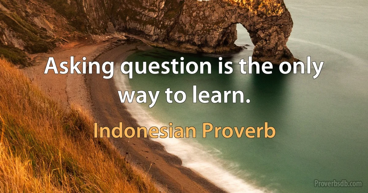 Asking question is the only way to learn. (Indonesian Proverb)