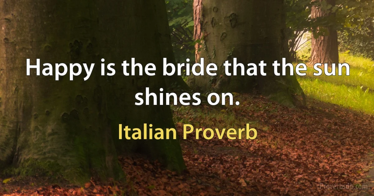 Happy is the bride that the sun shines on. (Italian Proverb)