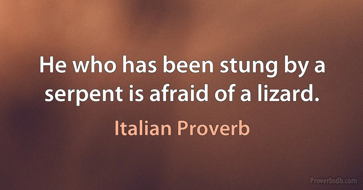 He who has been stung by a serpent is afraid of a lizard. (Italian Proverb)