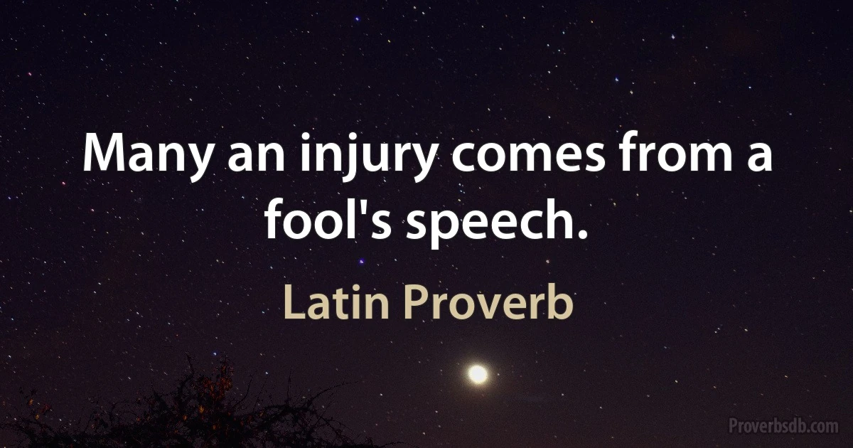 Many an injury comes from a fool's speech. (Latin Proverb)