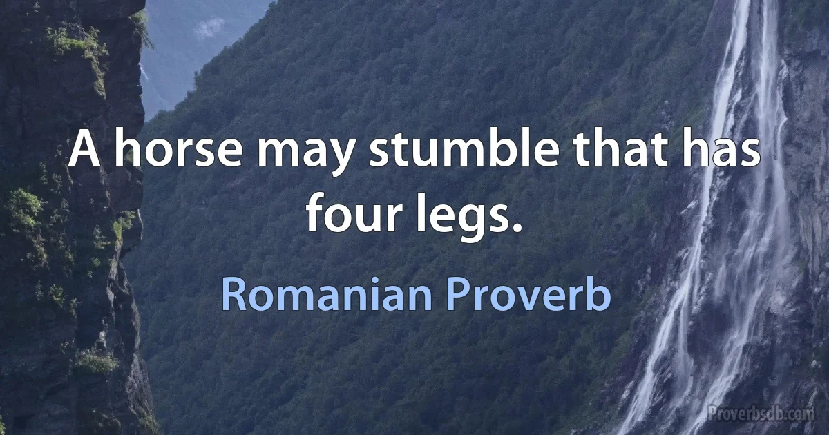 A horse may stumble that has four legs. (Romanian Proverb)