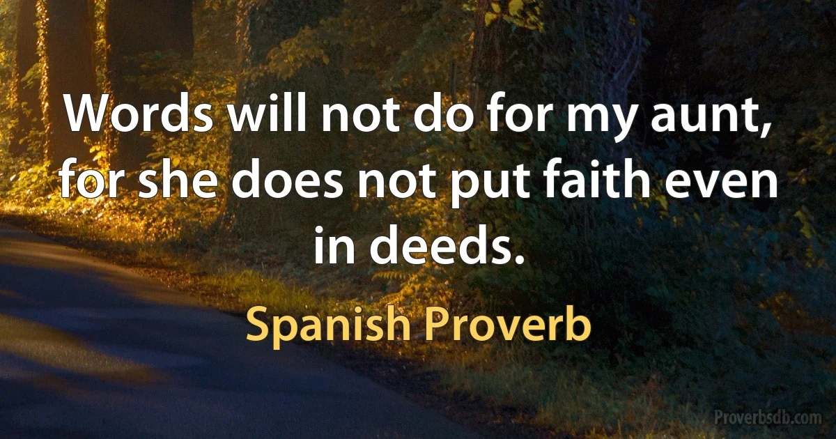 Words will not do for my aunt, for she does not put faith even in deeds. (Spanish Proverb)