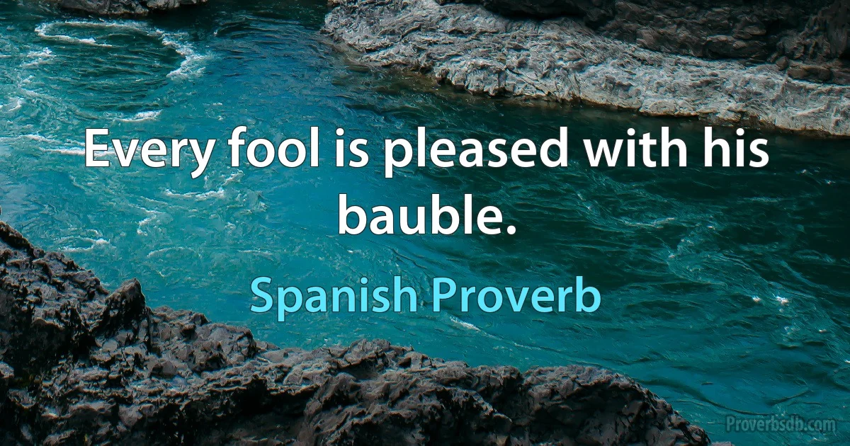 Every fool is pleased with his bauble. (Spanish Proverb)