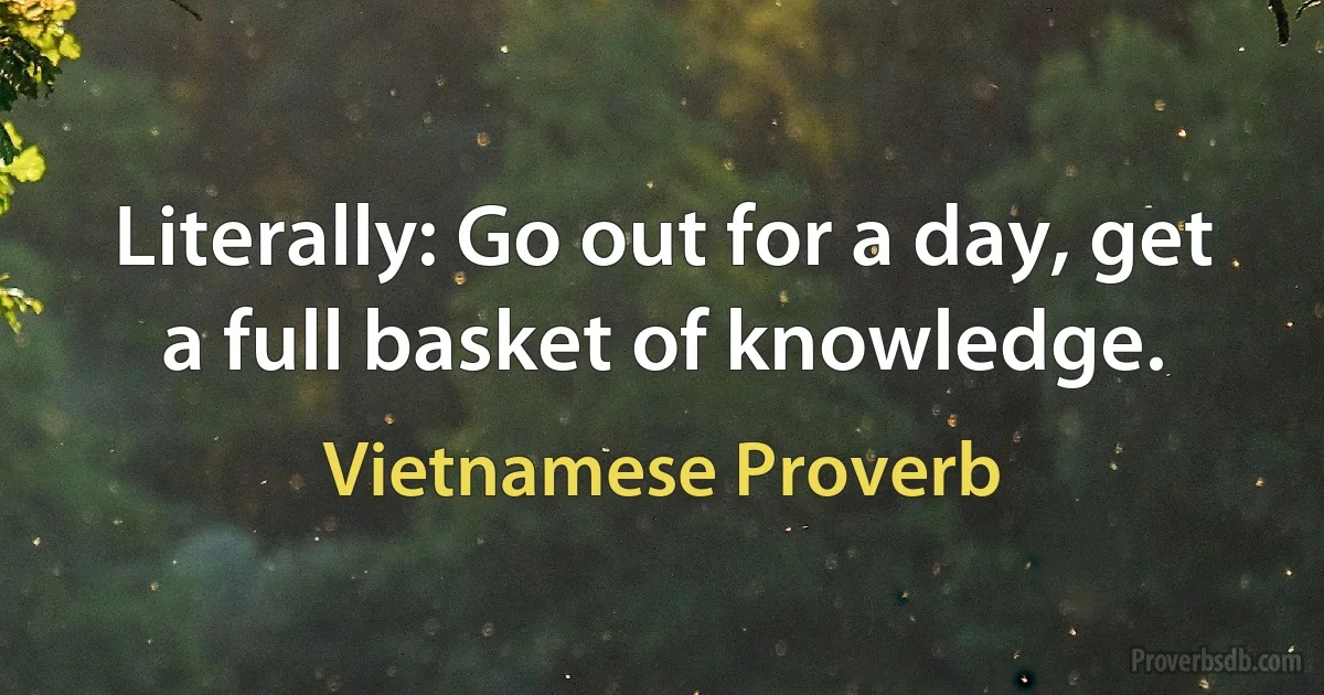 Literally: Go out for a day, get a full basket of knowledge. (Vietnamese Proverb)