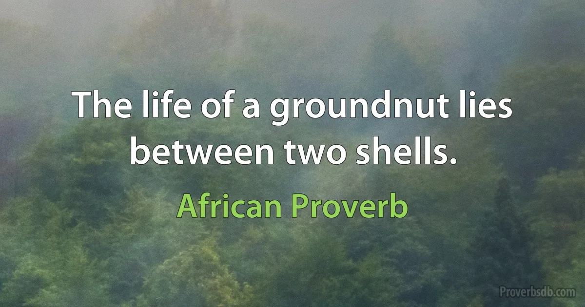 The life of a groundnut lies between two shells. (African Proverb)