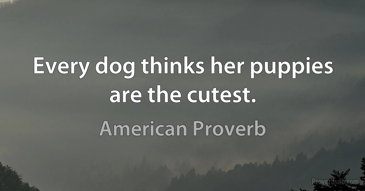 Every dog thinks her puppies are the cutest. (American Proverb)