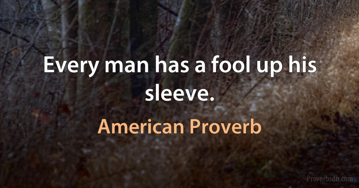 Every man has a fool up his sleeve. (American Proverb)