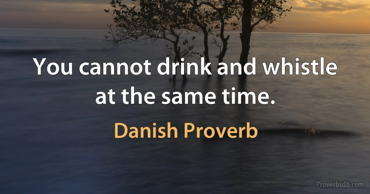 You cannot drink and whistle at the same time. (Danish Proverb)