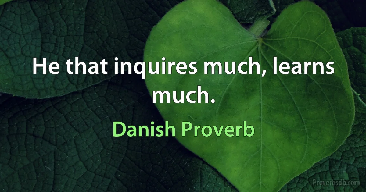 He that inquires much, learns much. (Danish Proverb)