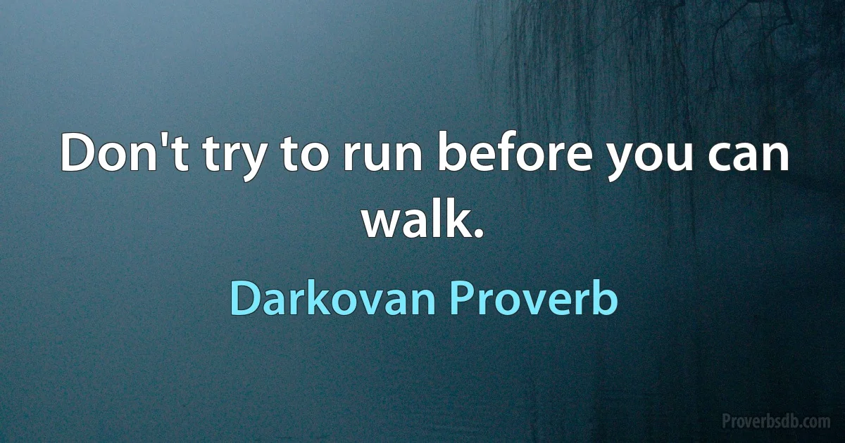 Don't try to run before you can walk. (Darkovan Proverb)