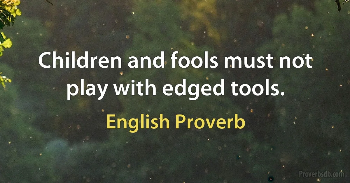 Children and fools must not play with edged tools. (English Proverb)