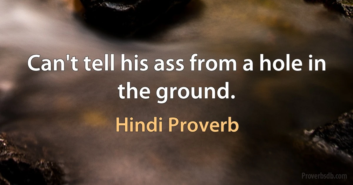 Can't tell his ass from a hole in the ground. (Hindi Proverb)