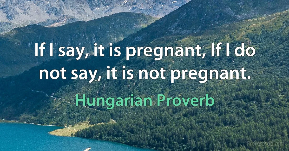 If I say, it is pregnant, If I do not say, it is not pregnant. (Hungarian Proverb)