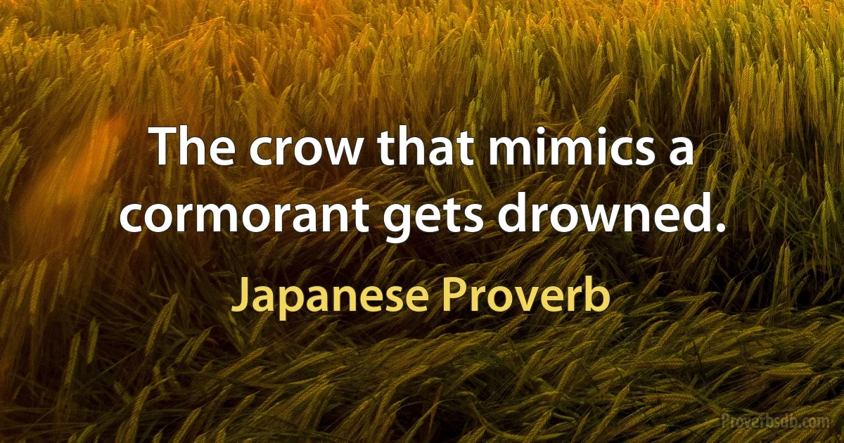 The crow that mimics a cormorant gets drowned. (Japanese Proverb)