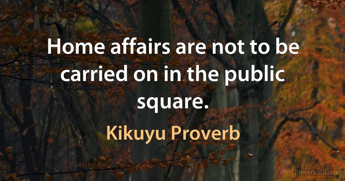 Home affairs are not to be carried on in the public square. (Kikuyu Proverb)