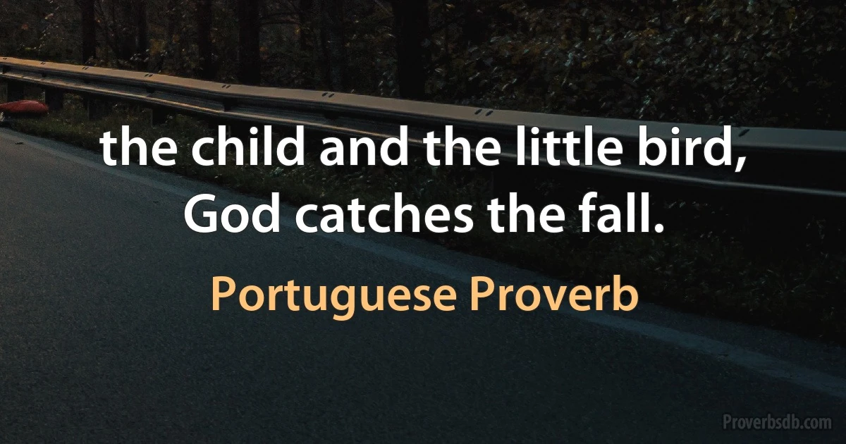 the child and the little bird, God catches the fall. (Portuguese Proverb)