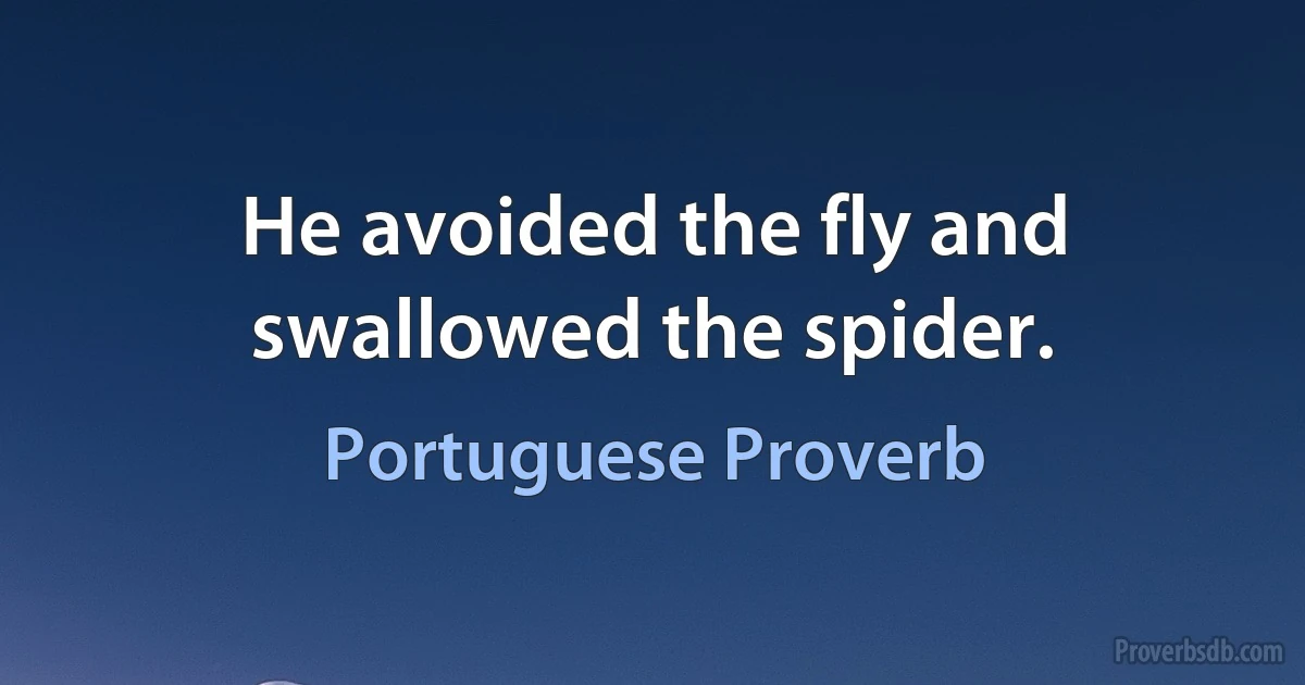 He avoided the fly and swallowed the spider. (Portuguese Proverb)