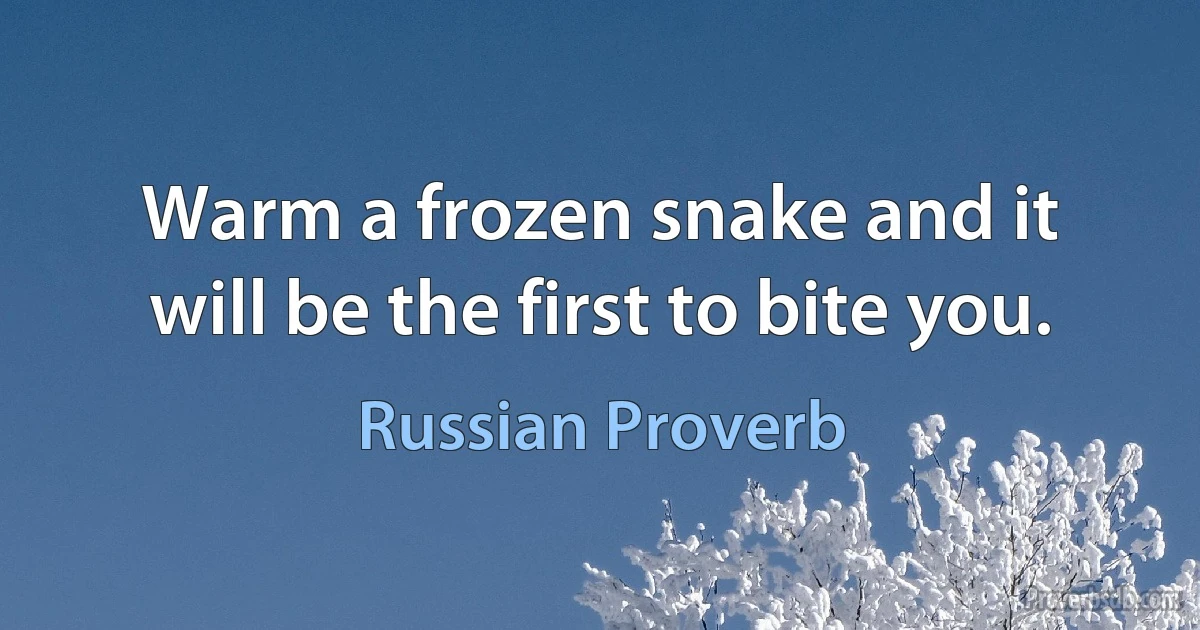 Warm a frozen snake and it will be the first to bite you. (Russian Proverb)