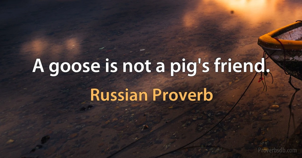 A goose is not a pig's friend. (Russian Proverb)