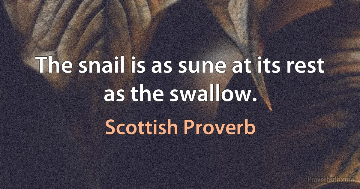 The snail is as sune at its rest as the swallow. (Scottish Proverb)