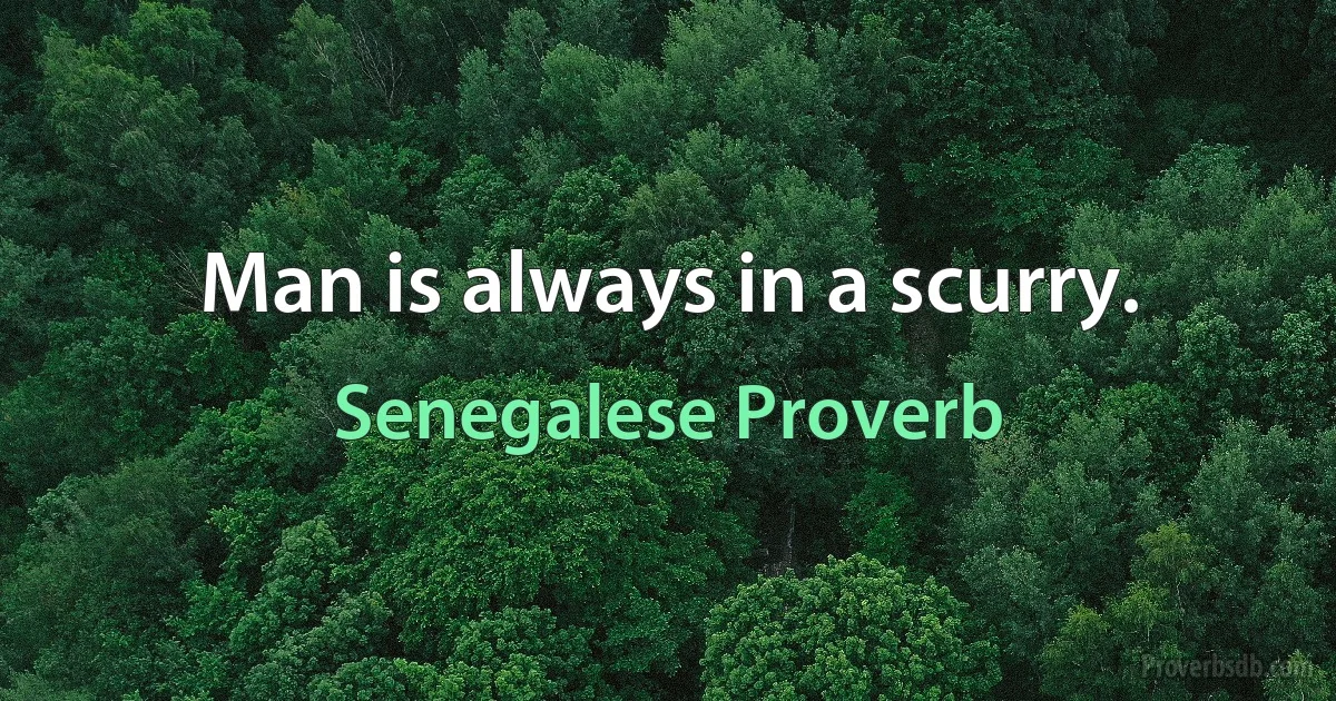 Man is always in a scurry. (Senegalese Proverb)