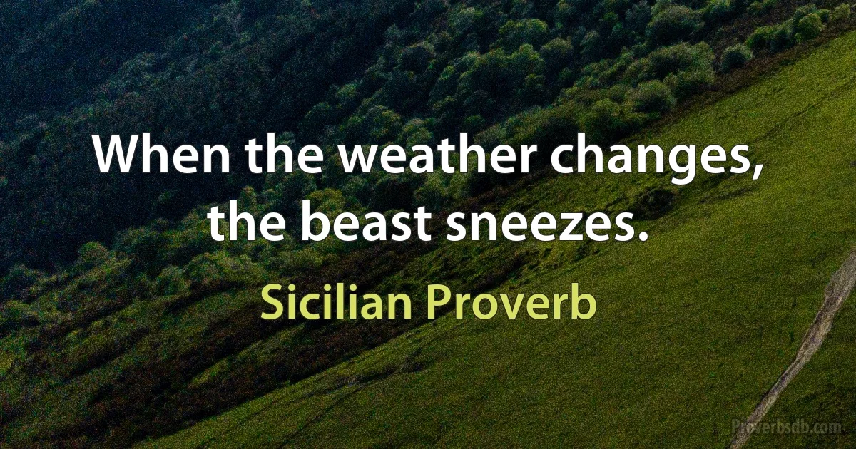 When the weather changes, the beast sneezes. (Sicilian Proverb)