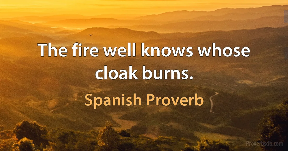 The fire well knows whose cloak burns. (Spanish Proverb)