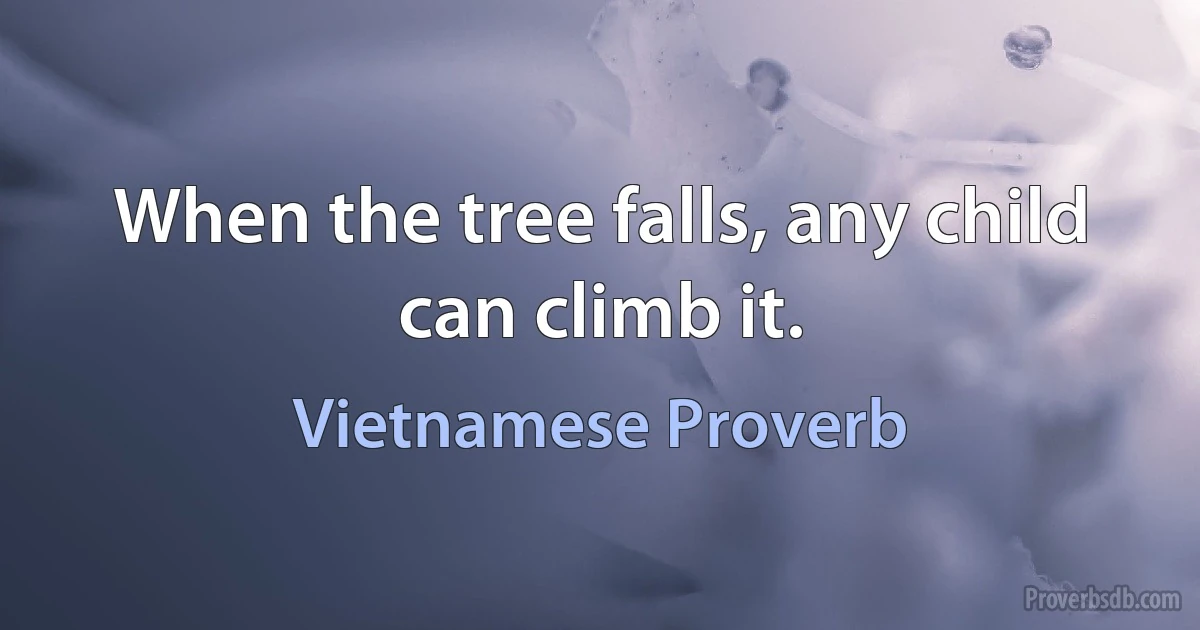 When the tree falls, any child can climb it. (Vietnamese Proverb)