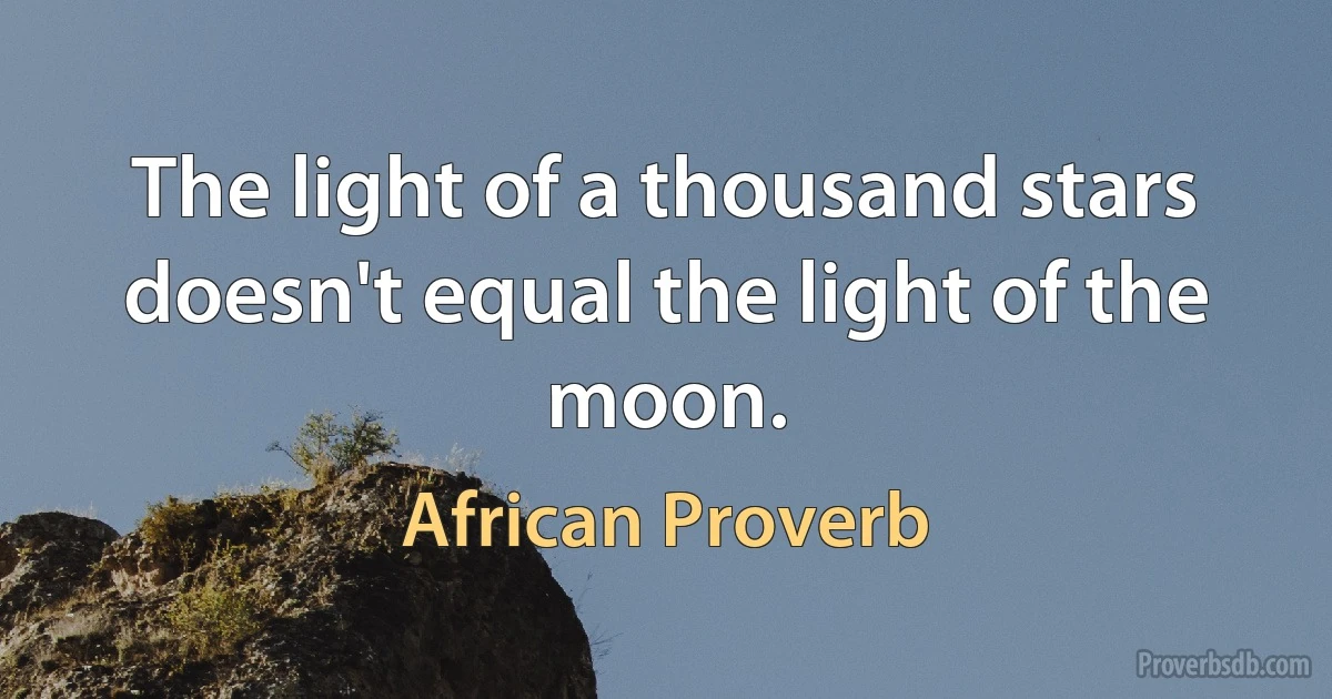 The light of a thousand stars doesn't equal the light of the moon. (African Proverb)