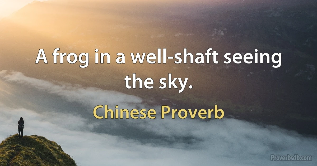 A frog in a well-shaft seeing the sky. (Chinese Proverb)