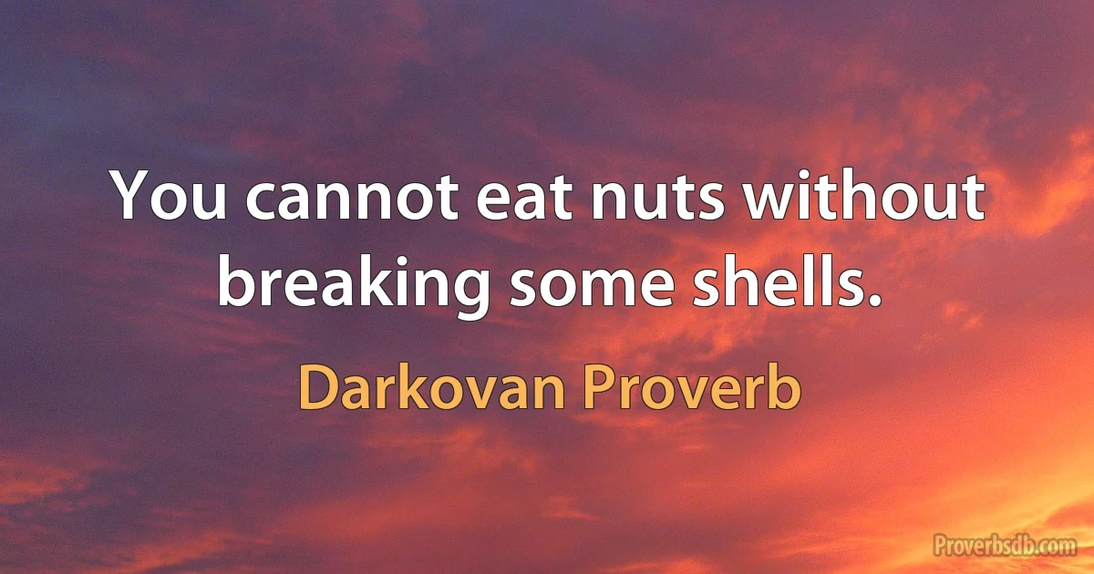 You cannot eat nuts without breaking some shells. (Darkovan Proverb)