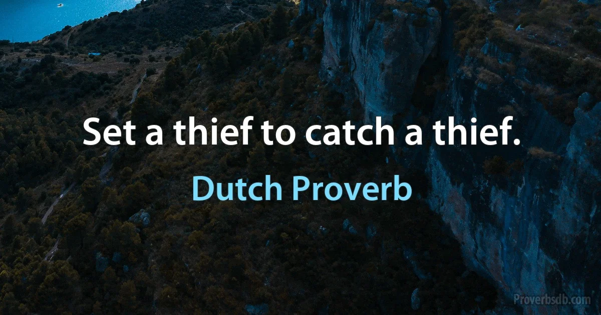 Set a thief to catch a thief. (Dutch Proverb)