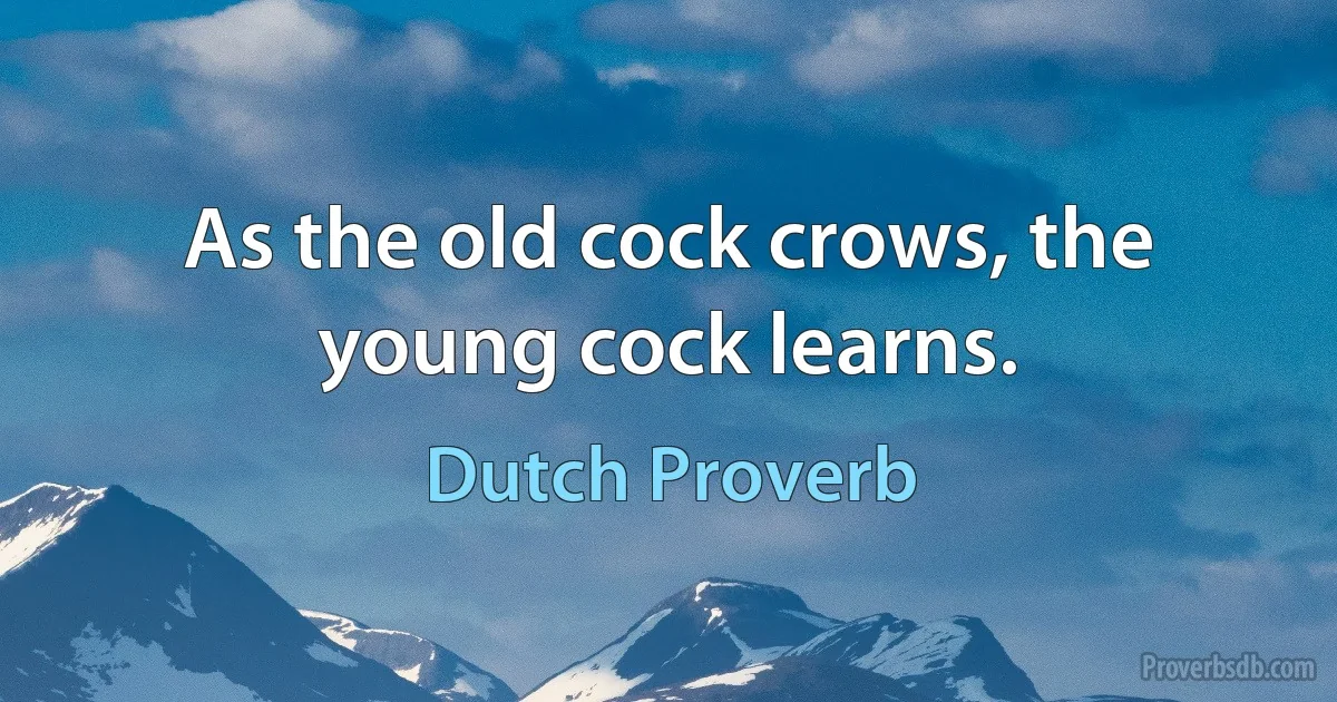 As the old cock crows, the young cock learns. (Dutch Proverb)