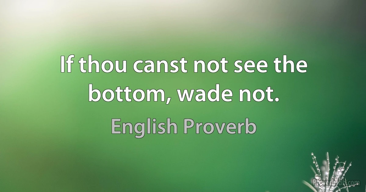 If thou canst not see the bottom, wade not. (English Proverb)