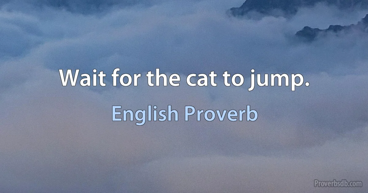 Wait for the cat to jump. (English Proverb)