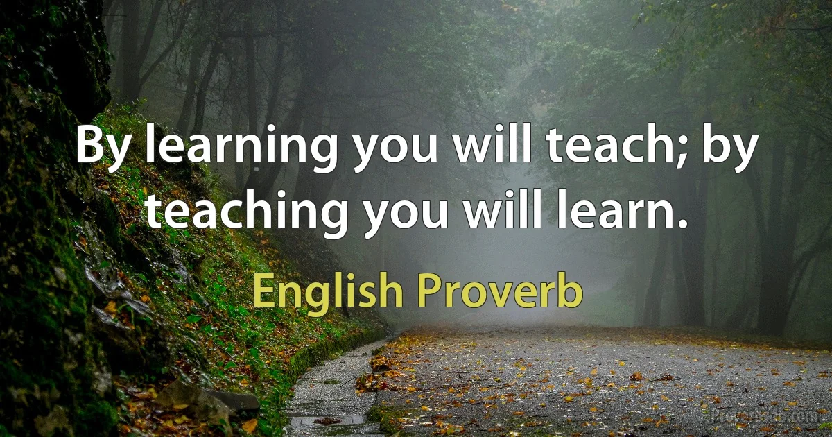 By learning you will teach; by teaching you will learn. (English Proverb)