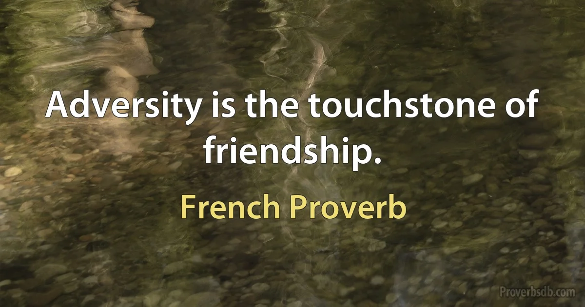 Adversity is the touchstone of friendship. (French Proverb)