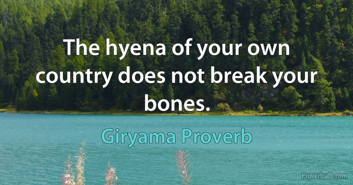 The hyena of your own country does not break your bones. (Giryama Proverb)