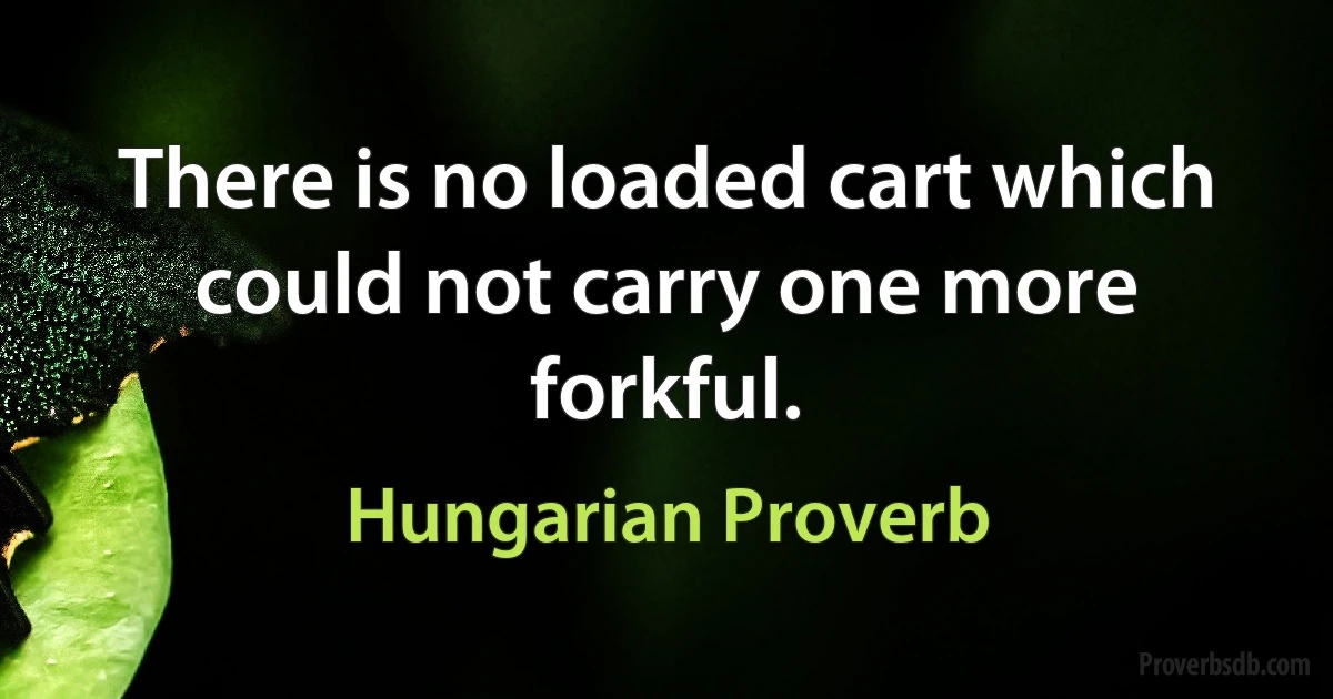 There is no loaded cart which could not carry one more forkful. (Hungarian Proverb)