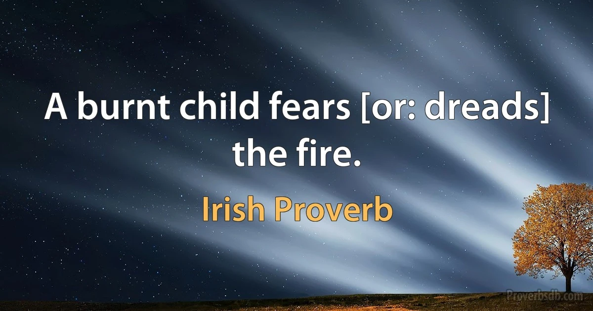 A burnt child fears [or: dreads] the fire. (Irish Proverb)