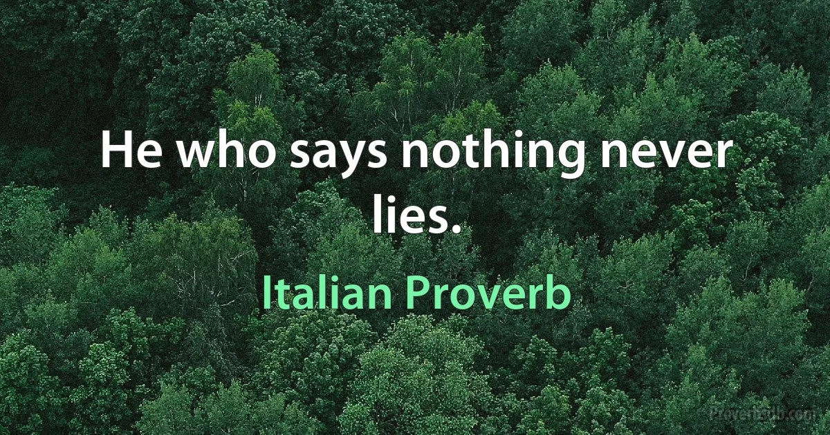 He who says nothing never lies. (Italian Proverb)