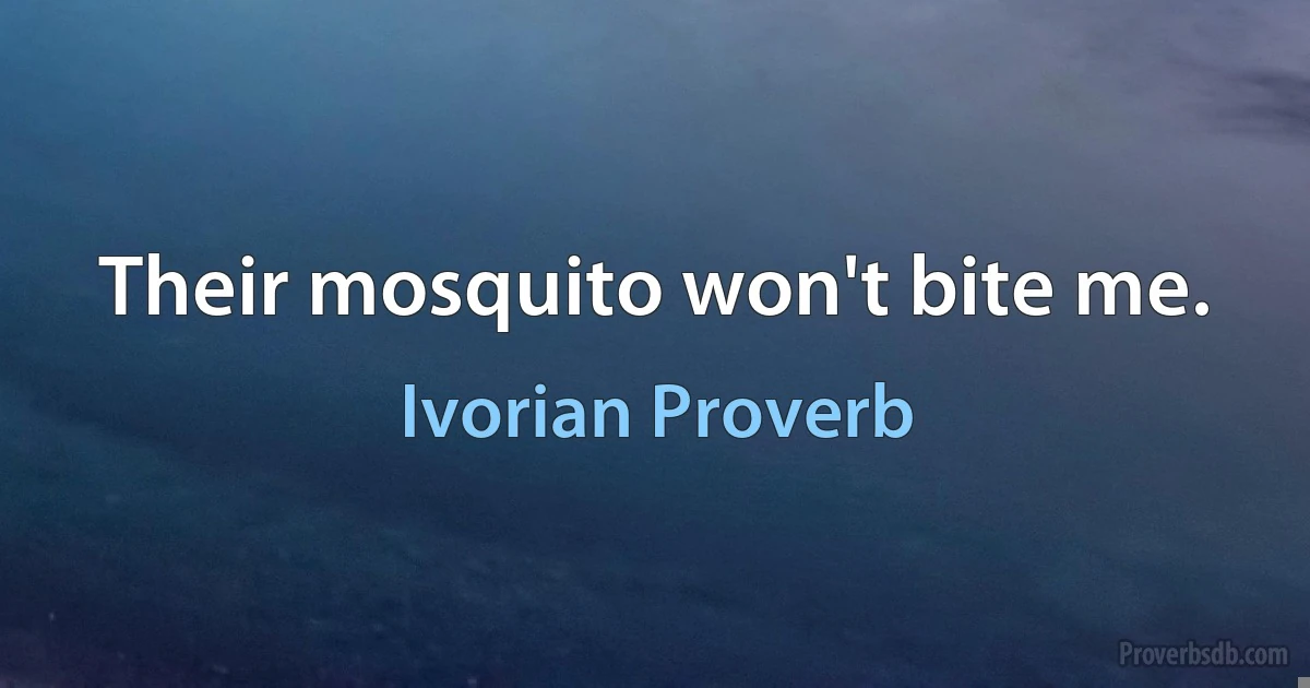 Their mosquito won't bite me. (Ivorian Proverb)