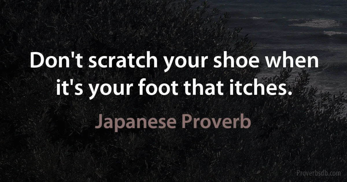 Don't scratch your shoe when it's your foot that itches. (Japanese Proverb)