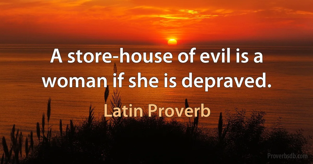 A store-house of evil is a woman if she is depraved. (Latin Proverb)